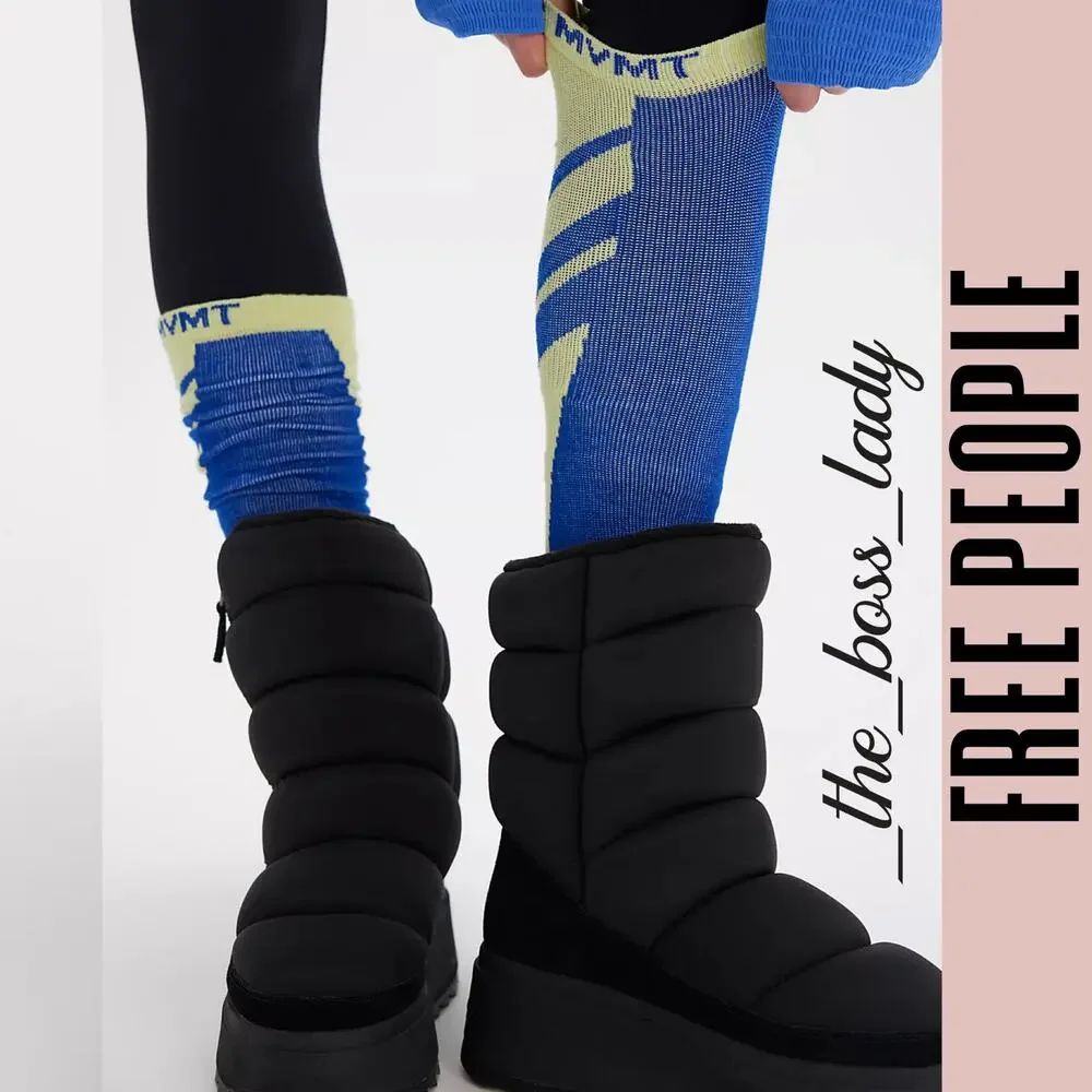 Free People knee high socks blue yellow compression socks